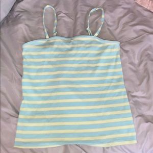 blue and yellow striped tank top
